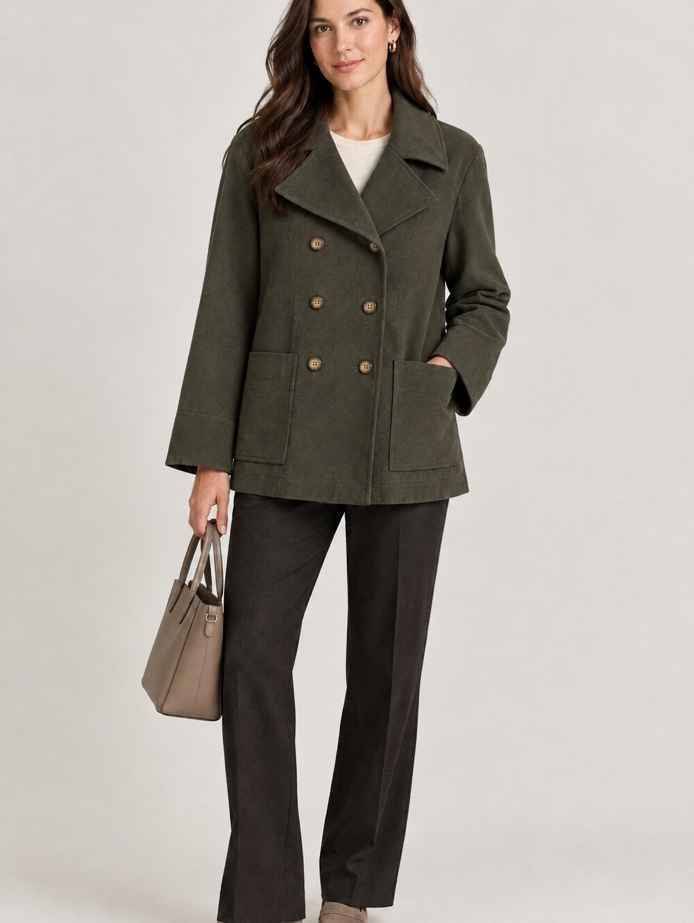 Vintage Buratti Italy Olive Double-Breasted Coat — C$65